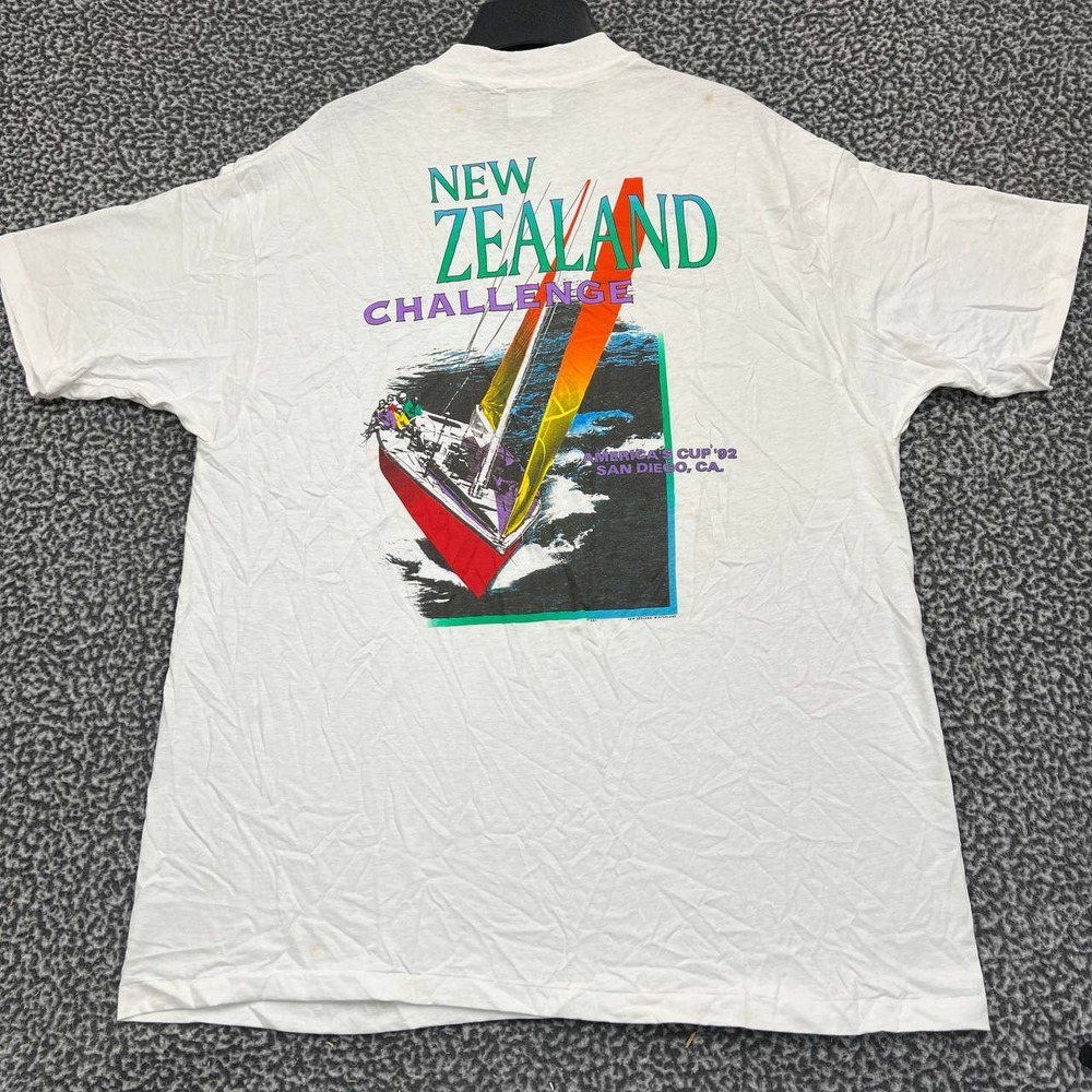 Vintage New Zealand Challenge Shirt Men XL Hanes Short Sleeve New with Defect